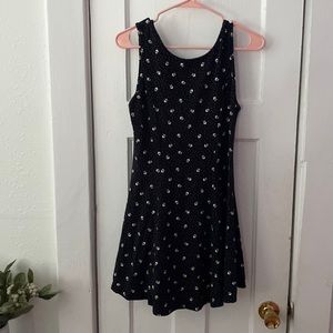 Forever 21 Black Floral Skater Dress w/ Low Back Detail (M)